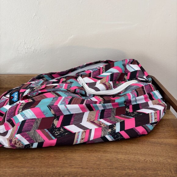 Kavu Pink Black Geometric Design Cotton Canvas Rope Sling Crossbody Backpack - Picture 7 of 12